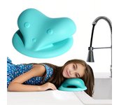 Estación de lavado de cabello para niños, ergonómica, con almohada para el cuello y lavabo, estación de champú para el lavado de cabello en casa para niños. verde