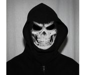 Máscara de Halloween de la muerte, disfraz de cosplay de esqueleto, fantasma, muerte, pasamontañas negro