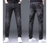 Pantalones vaqueros negros de marca de moda para hombre, pantalones cónicos ajustados para hombre, pantalones largos informales de moda coreana para hombre, Otoño e Invierno 28 negro