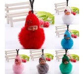 Yousheng Lindo bebé durmiendo muñeca de peluche de piel esponjosa colgante llavero llavero bolso decoración negro