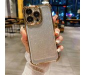 Funda de teléfono de lujo con revestimiento de purpurina y cuatro esquinas a prueba de golpes para iPhone 15, 14, 13, 12, 11 Pro Max, cubierta protectora de lente iPhone 16 Pro Max negro