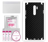 apgo Protective Skin Sticker for the back+sides compatible with Xiaomi Redmi Note 8 Pro, Full Wrap Film, Foil, Vinyl - Pattern Carbon Black