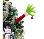 Nuevo adorno para árbol de Navidad para fiesta de Navidad, muñeco de duende con brazo de monstruo de pelo verde, adorno para celebración de Año Nuevo