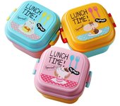 Fiambrera de plástico saludable con dibujos animados para microondas, lonchera bento, contenedor de comida, vajilla para niños amarillo