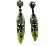 Les Trésors De Lily [P7334] - Boucles Créateur 'Navajos' vert - 45x8 mm