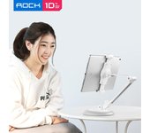 Soporte para teléfono de escritorio Rock, soporte de Metal ajustable plegable para escritorio para iphone 11 pro xs max ipad blanco