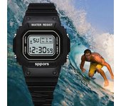 Mujeres al aire libre llevadas resistentes del reloj deportivo de los niños de agua para el reloj llevado Digitaces de los hombres 1PC negro