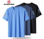 (L-8XL)Camiseta deportiva de secado rápido de seda de hielo para hombre, camiseta para acampar, senderismo, pescar, cuello redondo, Fitness, correr, gimnasio, Tops BB661 L blanco