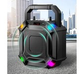 Altavoces de ordenador soporte de mano altavoz inalámbrico Bluetooth para exteriores juego de Karaoke micrófono tarjeta TF Radio FM barra de sonido AUX USB Subwoofer negro