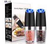 MLIA-Juego de molinillo de pimienta eléctrico de acero inoxidable, molinillo de sal y pimienta de inducción automática por gravedad, herramientas para molinillo de especias de cocina