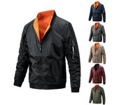 Traje de vuelo de otoño e invierno para hombre, chaqueta más algodón, abrigo con cuello levantado de doble cara, ropa informal de comercio exterior para hombre M caqui