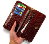 Funda con tapa para teléfono móvil con estampado de piel de cocodrilo, compatible con Apple 15 Pro Max, Samsung S23, Huawei - Ajuste universal. model negro