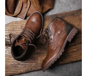 Botas vintage de moda para hombre, zapatos de otoño-invierno 2024, botas de cuero de alta calidad con cremallera lateral, botines para hombre, talla grande 39-48 39 negro