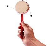 Tambor de piel de oveja tradicional chino, sonajero de madera para bebés, juguetes educativos para niños recién nacidos y niños pequeños rojo