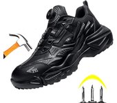 Zapatillas de trabajo con hebilla giratoria, zapatos de protección, ligeros, a prueba de pinchazos, antigolpes, con punta de acero, botas de trabajo, zapatos de seguridad para hombres 41 negro