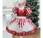 Vestidos de princesa de Navidad con lazo a rayas, vestidos de dama de honor de tul para niñas adolescentes, vestidos de fiesta de graduación para bodas y fiestas de cumpleaños rojos 110CM rojo
