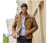 Chaqueta de invierno para hombre de talla grande a la moda europea y americana, chaqueta vaquera para hombre M caqui