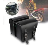 Bolsa de almacenamiento de herramientas de 2 piezas/juego, gran capacidad, para sillín de motocicleta, bolsas laterales de cuero PU, multifuncional negro