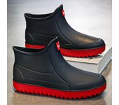 Botas de lluvia de invierno a prueba de viento para hombres, botas de lluvia hasta el tobillo para hombres, zapatos de pesca a la moda, botas casuales de trabajo impermeables para hombres 2024 39 negro