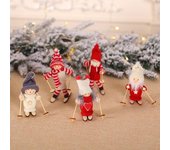 Muñeca de niña de esquí de Navidad hecha a mano sombrero de punto ropa reutilizable árbol de Navidad colgante gnomo decoración ornamento colgante fiesta festival regalo C