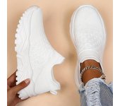 Zapatillas de punto transpirables para mujer, zapatos bajos cómodos con punta redonda, zapatos casuales sin cordones para mujer 35 negro