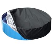 Cubierta plegable para piscina, diseño con cordón, redonda, impermeable, a prueba de polvo, tela Oxford, protección lavable, suministros para piscina para mascotas S negro