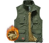 Invierno hombres cálido muchos bolsillos otoño masculino casual multi bolsillo chaleco chaqueta sin mangas M