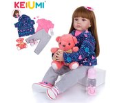 KEIUMI, lo más nuevo, muñeca Reborn de 24 pulgadas, cuerpo de tela, hermosa princesa viva, bebé Reborn, muñeca Boneca para niños, juguetes de regalo de cumpleaños 24 inch marrón
