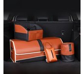 Caja de almacenamiento y cubo de basura plegable de cuero para coche Tissue Box negro