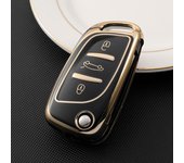Funda plegable para llave de coche de TPU suave de 3 botones, cubierta completa para Peugeot, Citroen C1, C2, C3, C4, C5, DS3, DS4, DS5, DS6, accesorios para llavero remoto Key Case blanco
