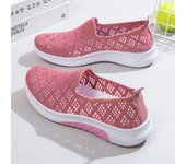 Moda Zapatos de tela de verano Zapatos de malla para mujer Zapatos casuales de malla transpirable Suela suave Zapatos antideslizantes para mujer Zapatos de mamá con un solo paso 36 color rosa