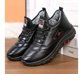 Botas de nieve de invierno para mujer, antideslizantes, con cordones, forro de piel sintética, zapatos para caminar, botines cortos cómodos, zapatillas de deporte cálidas resistentes al agua para mujer 36