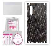 apgo Protective Skin Sticker for the back+sides compatible with Oppo A91, Full Wrap Film, Foil, Vinyl - Pattern Carbon Black Pixel