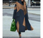 Chaqueta de tweed holgada de invierno y otoño para mujer de IHUASU, abrigo cálido para viajeros S rojo