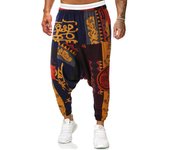 Pantalones de estilo playero tailandés con farol de verano 2024, pantalones de pierna ancha con cordón elástico y cintura estampada, pantalones largos, ropa para hombres XL blanco