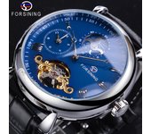 Forsining camiseta nueva para hombre, reloj robótico automático con rueda de vuelo lunar a la moda, movimiento mecánico