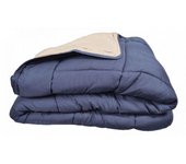 Couette chaude Bicolore Gamme Microfibre  Cocoon Non feu  Toison d'or - Cocoon Pétrole Mastic - 240 x 260 cm pour lit King size
