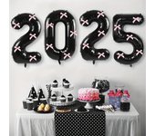 Globo digital de aluminio negro con lazo rosa de 32 pulgadas, decoración para fiestas de bodas y San Valentín