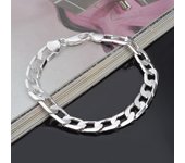 Pulseras planas clásicas de plata esterlina s925 de 12 mm con forma de lateral para hombre, joyería de lujo a la moda, regalos para fiestas de bodas 20cm plata