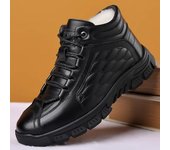 Botas de plataforma de cuero de invierno más terciopelo para hombre, botines casuales de suela blanda a la moda para hombre, zapatos de diseño de lujo 38