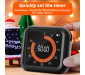 Temporizador visual Temporizador digital portátil Recargable por USB Temporizador de cocina de 60 minutos/12 horas Temporizador magnético para aulas con soporte negro