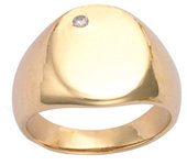 Anillo de sello chapado en oro 'Charles' oro blanco - 15x12 mm 68 blanco