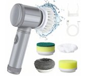 Cepillo de limpieza eléctrico multifuncional 5 en 1 para cocina y baño: práctico para lavar platos y fregar ollas. Five brush heads