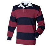 Polo de rugby cosido a rayas para hombre de Front Row S blanco/azul royal