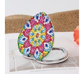 1 Juego de espejo de pintura de diamante con patrón de flores, Mini espejo de maquillaje portátil DIY, manualidad para regalo de diamantes de imitación para mujeres y niñas A