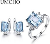 Conjunto de joyas con topacio azul cielo UMCHO 5 azul cielo