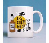 Mug TOUS LES CHEMINS MÈNENT AU RHUM TU blanco