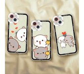 Funda de teléfono con dibujos animados divertidos de melocotón y gato mochi para iPhone 14, 13, 12, 11 Pro Max, Mini 14 Plus, 12, 13 MINI, funda suave transparente iphone 13ProMax