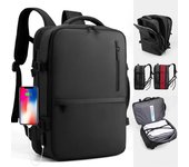 Mochila para ordenador portátil de expansión multifuncional de gran capacidad, mochila de viaje impermeable para viajes de negocios negro