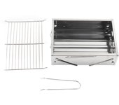 Parrilla de barbacoa portátil plegable de acero inoxidable para exteriores, ideal para picnics.